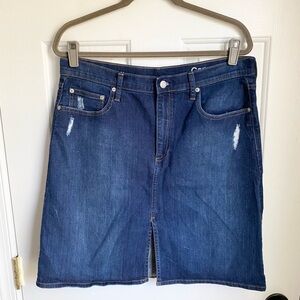 GAP Dark Blue Denim Pencil Skirt at the Knee-Length